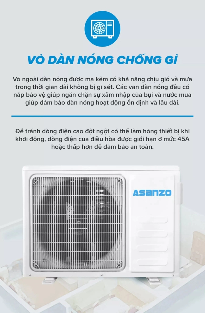 Máy lạnh ASANZO Inverter 1 HP K09-N66 Gas 410